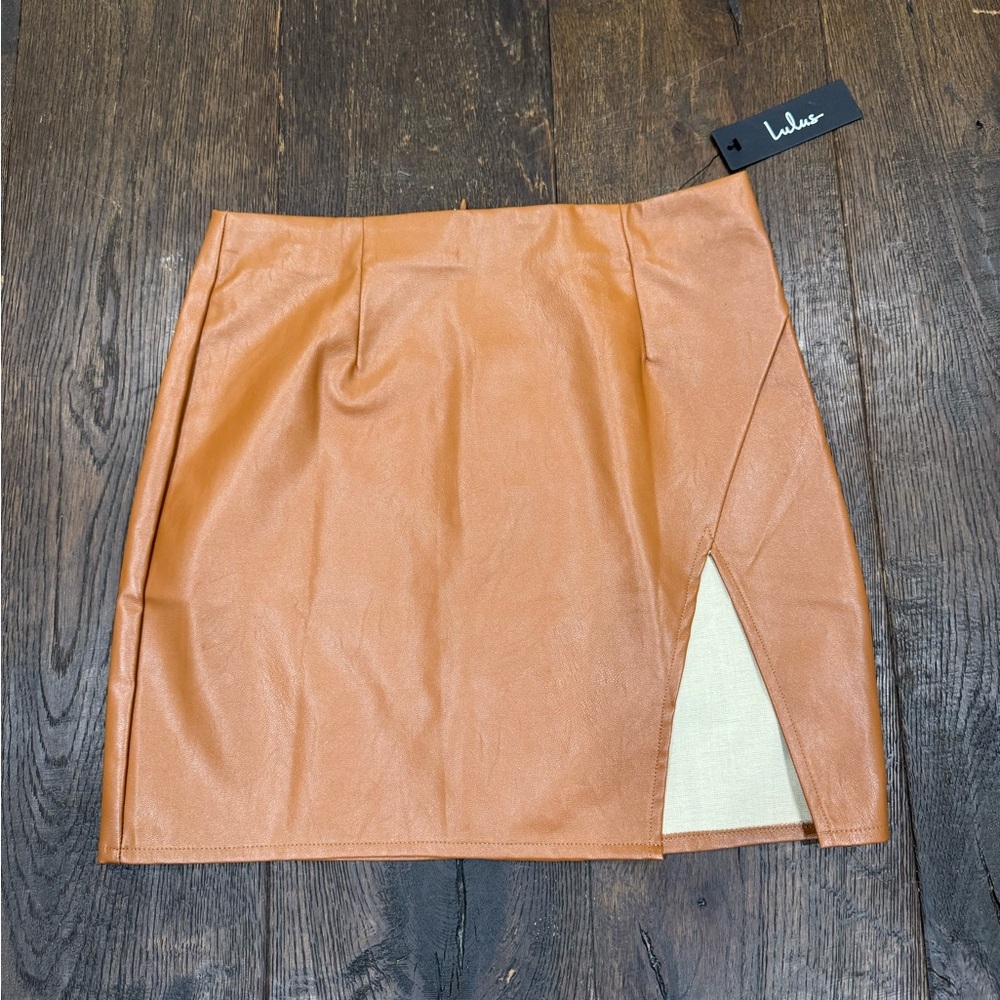 Lulus Tan Faux Leather Skirt NWT